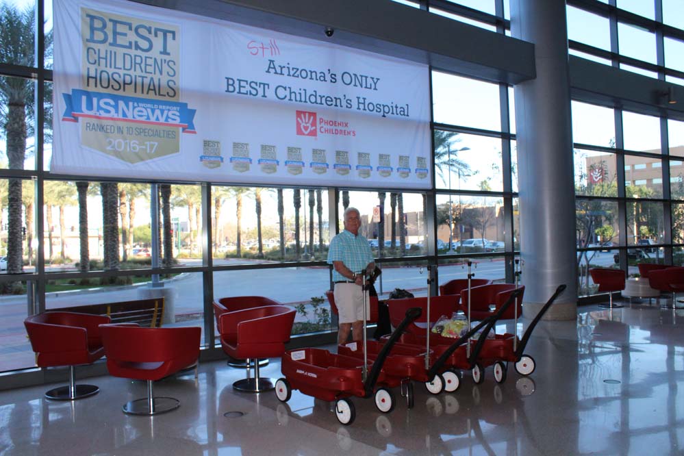 Donated 4 wagons adapted with IV Poles to Phoenix Children’s Hospital.